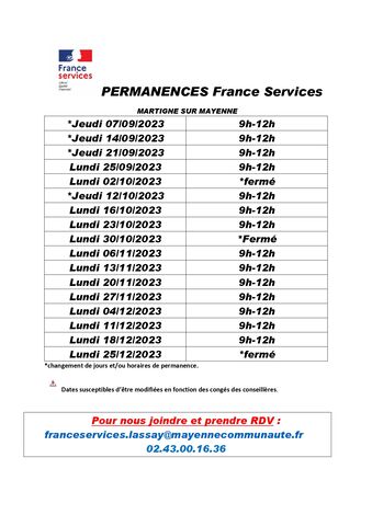 PERMANENCES FRANCE SERVICES sept dec 2023
